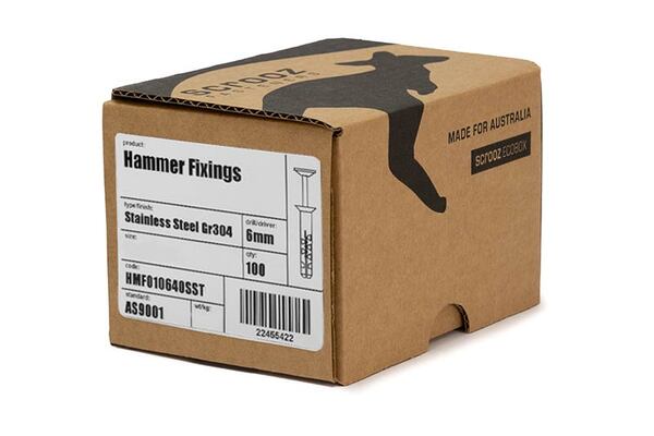 Nylon Hammer Fixings 6 x 40mm Zinc Box 100