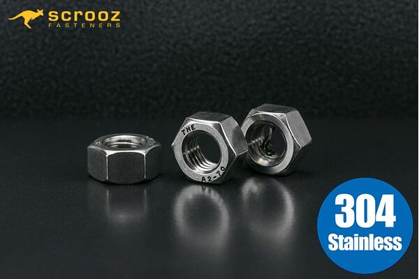 M16 hex nuts stainless steel 304 pack 25