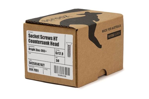 M10 X 50 CSK Socket Screws HT BZP Trade Box 50