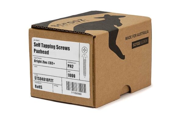 8g x 25mm Self Tapping Screws PAN BZP box 1000