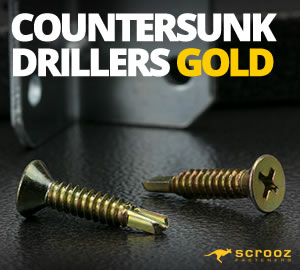Countersunk Metal Drillers Gold Zinc