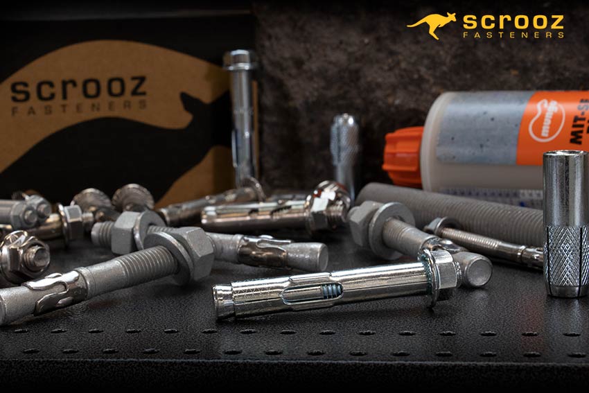 anchor bolt fasteners in various finishes and sizes