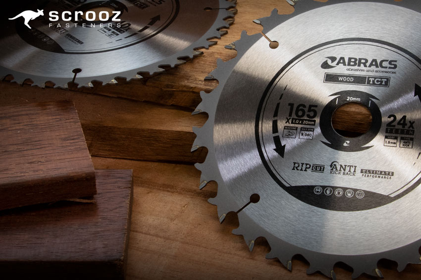 Circular Saw Blades by Scrooz - Abracs circular saw blades for wood. Circular saw blade on wooden background