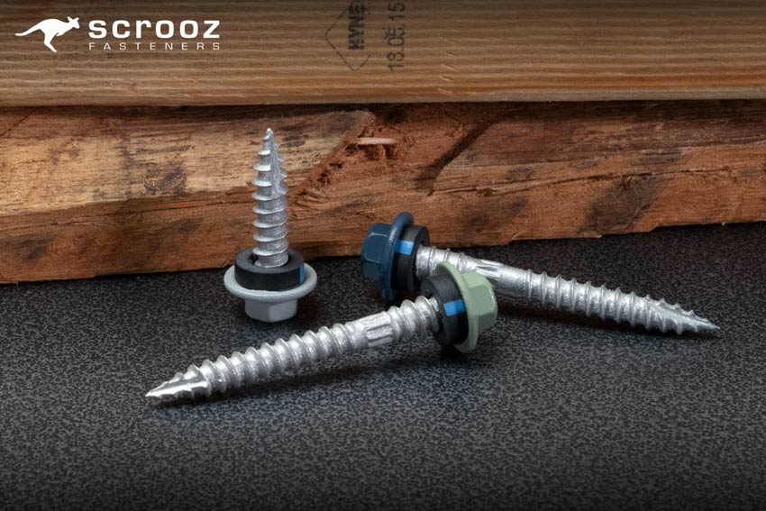 Colorbond roofing wood screws image grouped up shot of screws closeup