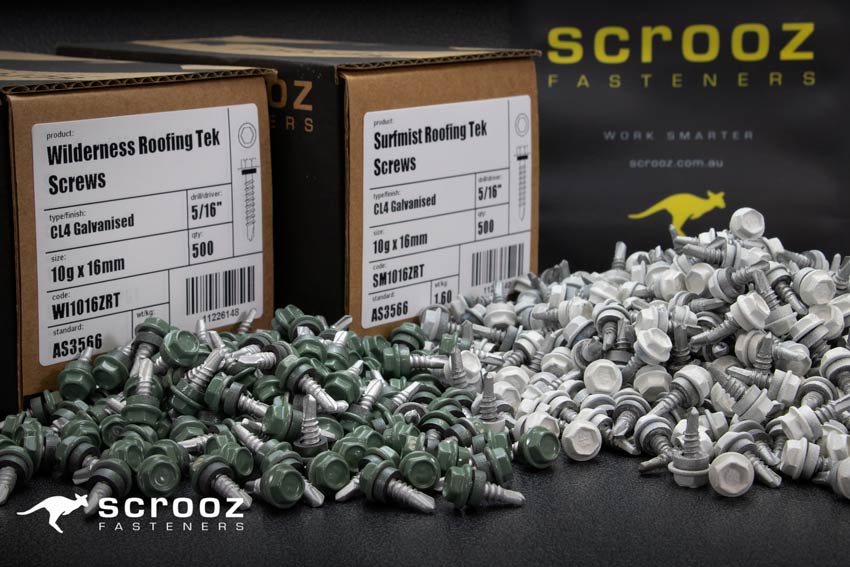 Colorbond roofing tek screws metal image grouped up shot of screws closeup