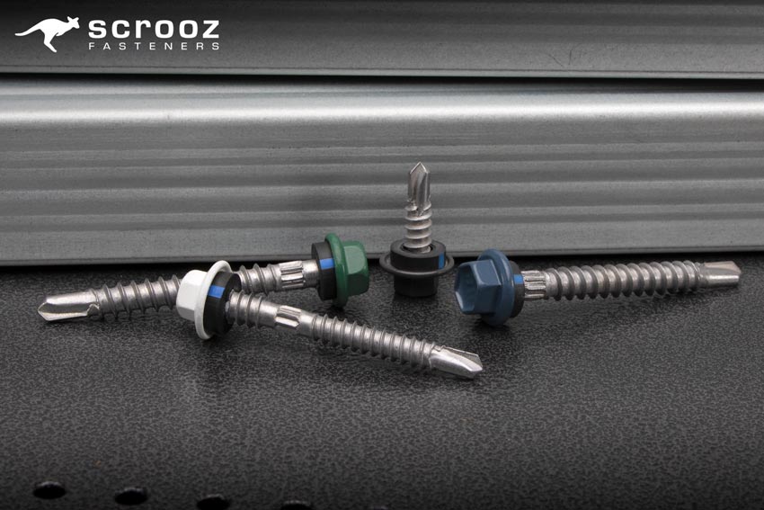 Colorbond roofing tek screws metal image grouped up shot of screws closeup