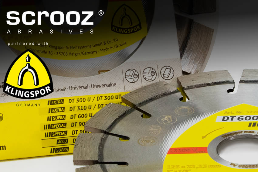 Concrete Cutting by Scrooz Fasteners. Klingspor range of concrete cutting discs and concrete cutting blades fully available.