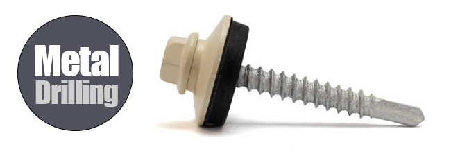 Colorbond Cyclone Metal Tek Roofing Screws. Image of Cyclone Metal Roofing Screw in Classic Cream