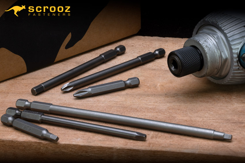 Screwdriver Bits by scrooz fasteners. Close up shot of a phillips PH2 driver bit.