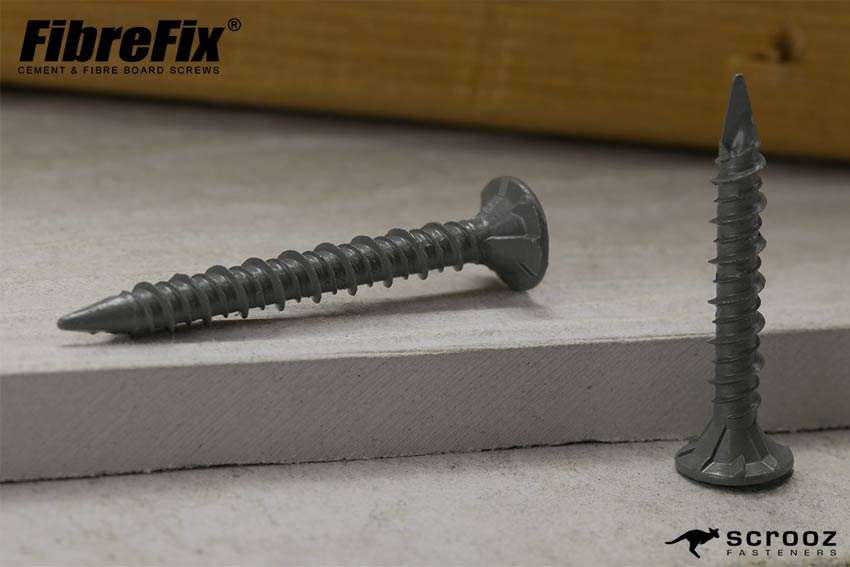 Fibrefix Fibre Cement Board Screws showing thread and head