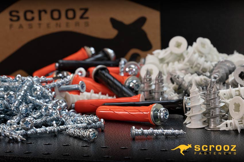 plasterboard wall anchor fasteners in various finishes and sizes