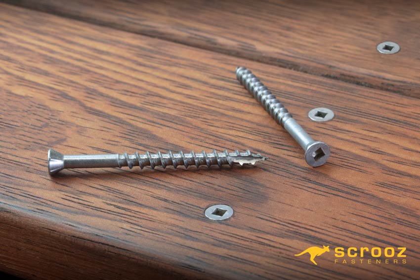 Razr Decking TrimHead stainless steel decking screws closeup shot