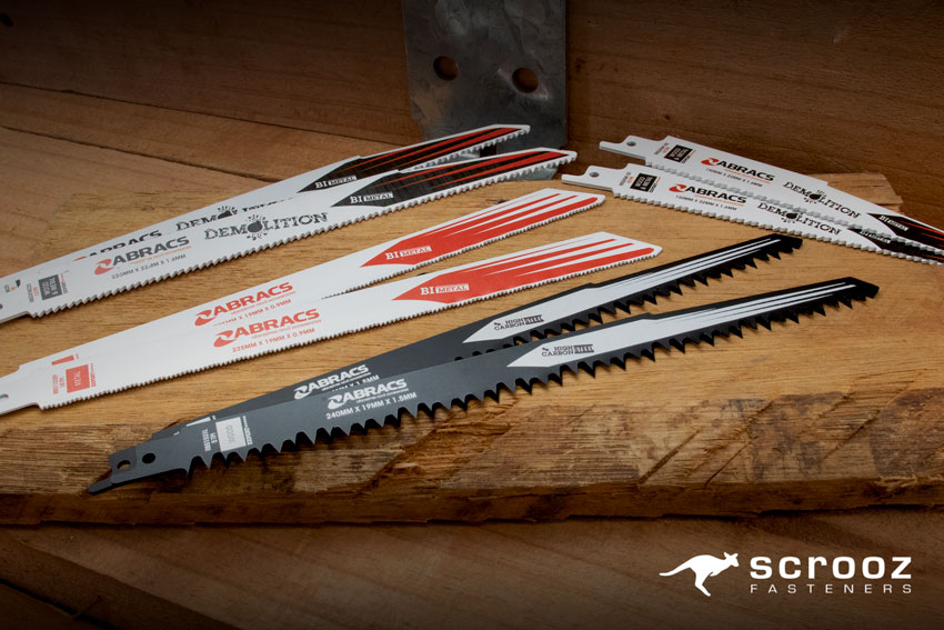 Reciprocating Saw Blades from Scrooz - Abracs European made Recip blades for demolition, wood cutting and metal cutting