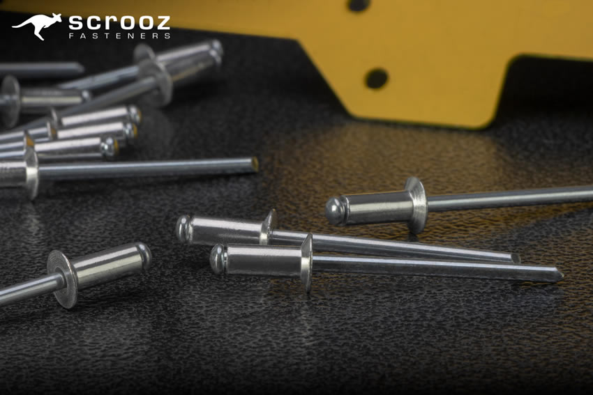 Countersunk Rivets. close up shot of CSK rivets.