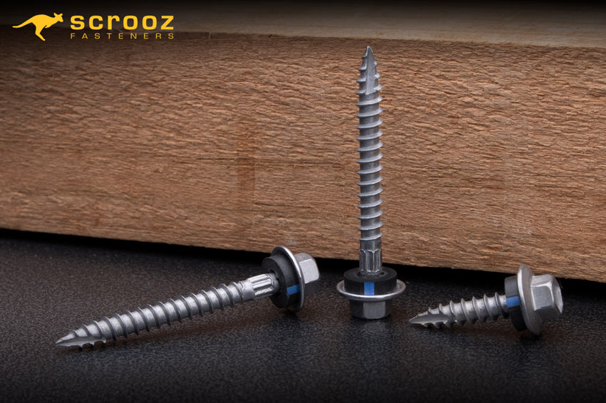 roofing screws timber tip type 17 main category image closeup splash shot. C5 Roofing Screws.