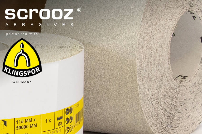 sandpaper sold by scrooz fasteners. Klingspor range of sanding discs, sandpaper sheets, and sandpaper rolls