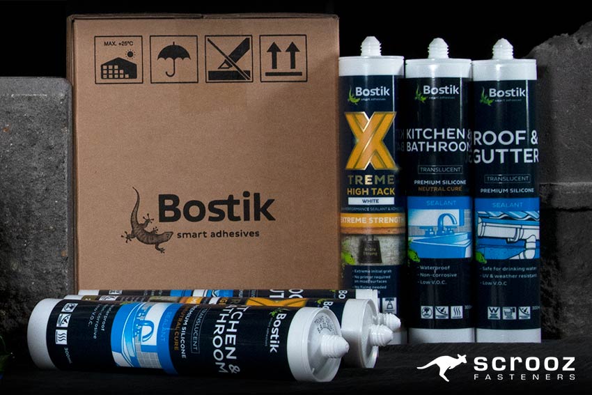 sealant sold in cartridges by Bostik - box of sealant and some sealant in cartridges