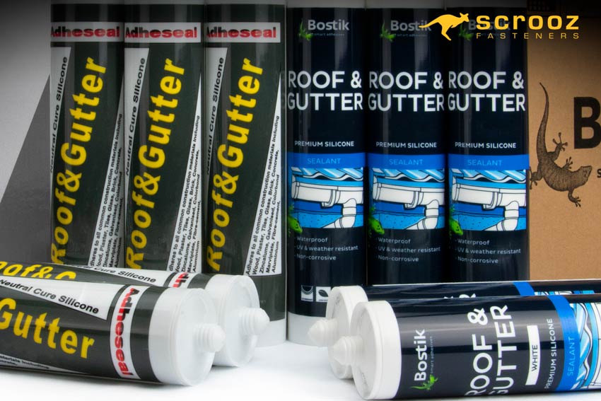 Roof and Gutter Silicone - Image of Bostik and Adheseal 300ml Roof and Gutter Cartridge
