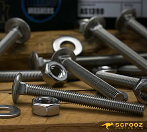 different size coach bolts also known as carriage bolts on some building wood