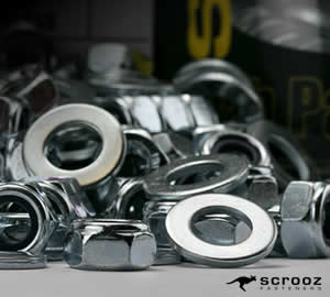 packs and boxes of different size and types of metal washers with nuts for bolts