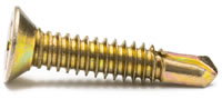 Countersunk Tek Screws Gold Zinc Plated