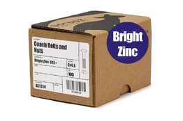 M6 x 20mm Coach Bolts & Nuts Zinc Box 100