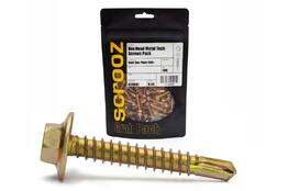 10g x 25mm Hex Metal Tech Screw Gold Zinc Pack 100