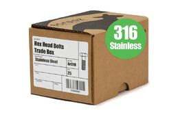 M16 x 50mm Hex Bolts Stainless 316 Box 25