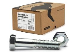 M10 x 130mm High Tensile Bolt & Nut BZP Bx 25