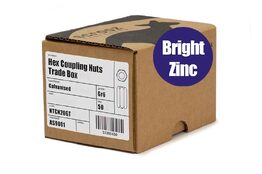 M8 Hex Coupling Nuts Zinc Plated box 50