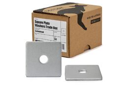 Square Washers M10 x 38mm x 3mm Gal box 50