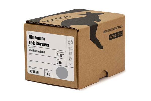 Bluegum 10g x 25mm Tek Screws Box 500
