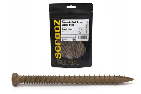Composite Deck Screws 9g x 65 Brown Pack 50