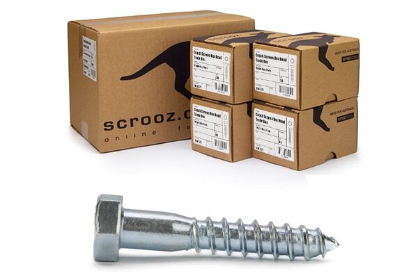 12mm x 75mm Coach Screws Zinc Plated Carton 200