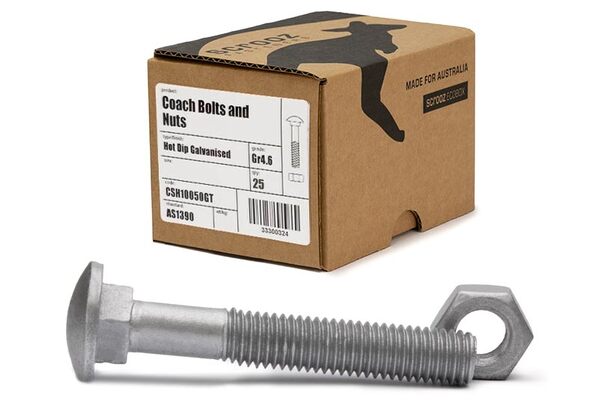 M8 x 75mm Coach Bolts GAL Trade Box of 25