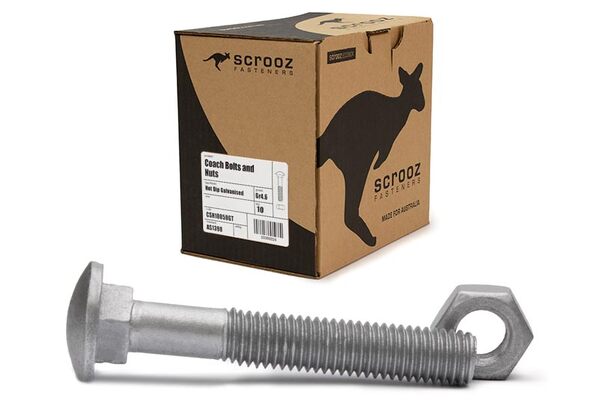 M12 x 300mm Coach Bolts GAL Trade Box of 10