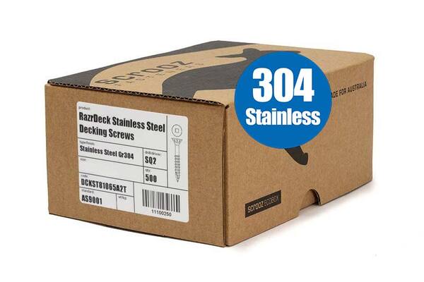 10g x 40mm 304 Stainless Decking Screws box 500