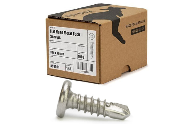 10g x 16mm Flat Head Metal Tech Gr304 Box 1000