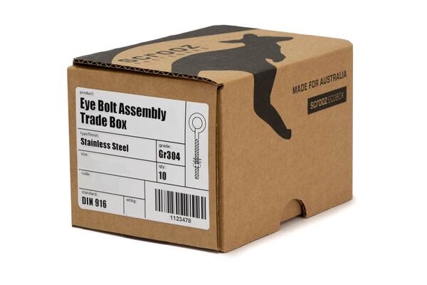 M6 x 40mm Eye Bolt Kit 304 Stainless Box 10