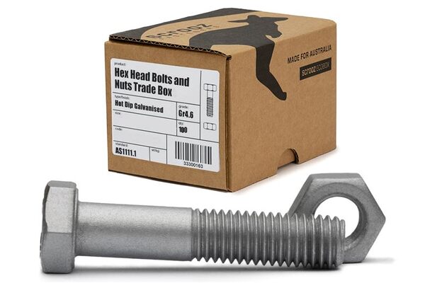 M6 x 40mm Hex Bolts & Nuts GAL Box of 100