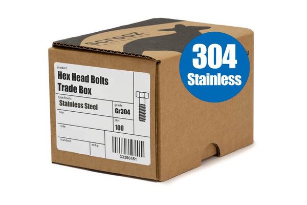 M6 x 50mm Hex Bolts Stainless 304 Box 100
