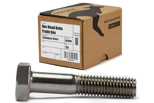 M10 x 130mm Hex Bolts Stainless 304 Box 50