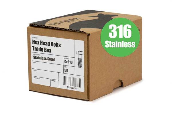 M6 x 50mm Hex Bolts Stainless 316 Box 50