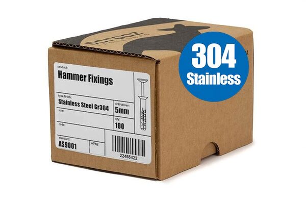 Nylon Hammer Fixings 5 x 30mm SST Box 100