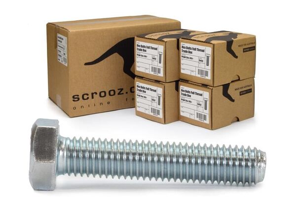 M8 x 12mm Hex Bolts Full Thread BZP Ctn 400
