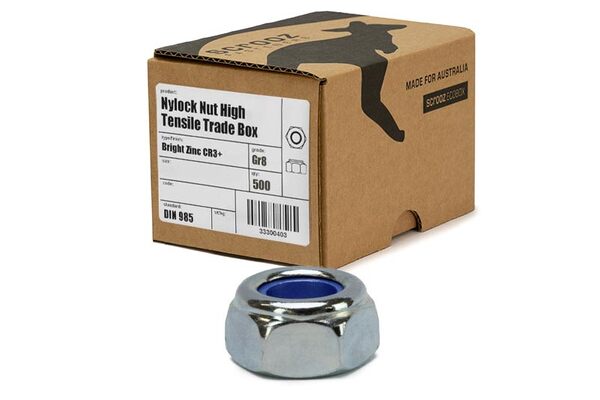 M3 nylock nuts grade 8 zinc plated box 500