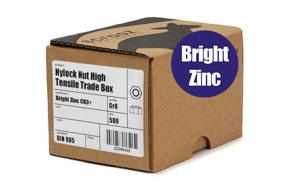 M6 nylock nuts grade 8 zinc plated box 500