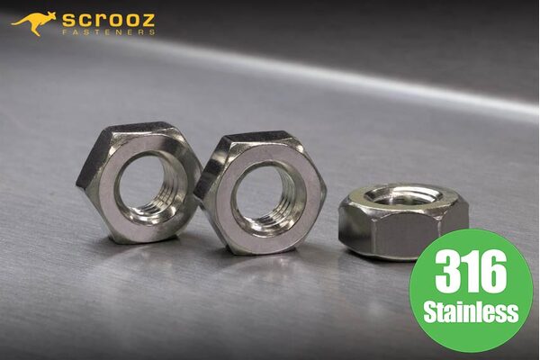 M6 hex nuts stainless steel 316 Pack 100