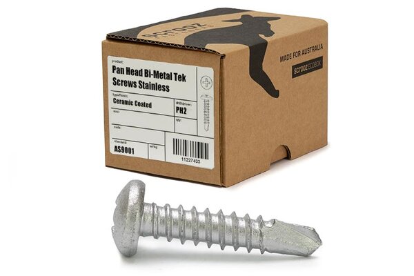 8g x 25mm Panhead Tek Screws Bi-Metal 304 Box 250