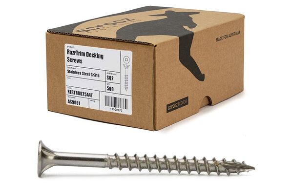 6g x 50mm RazrTrim Stainless Screws Box 500